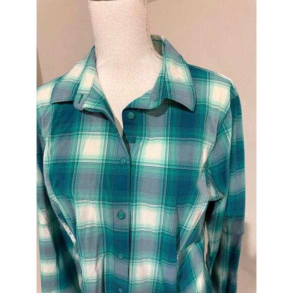 Duluth Shirt Womens Size Large Green Sidewinder Plaid Shirt Nylon Blend - Picture 6 of 14